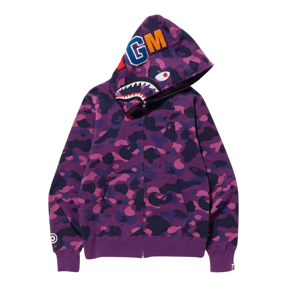 Purple Color Camo Shark Full Zip Hoodie