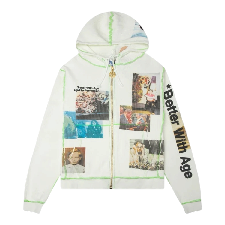 Ricky Waffle Zip-Up Hoodie White