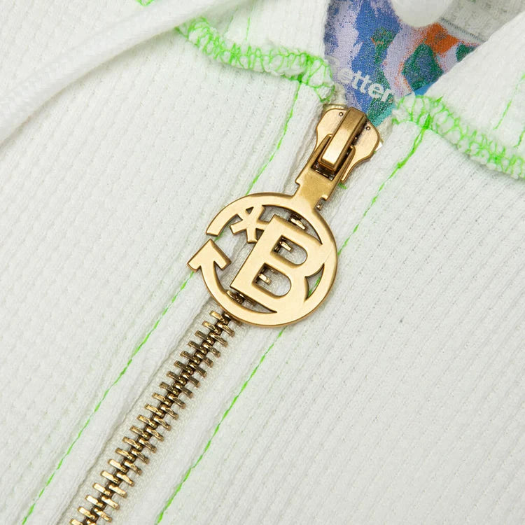 Ricky Waffle Zip-Up Hoodie White