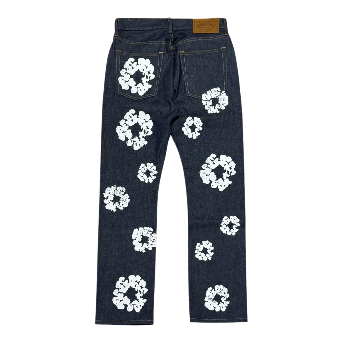 Straight Cotton Wreath Denim Pant Selvedge