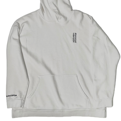 Vintage Vertical Logo Hoodie White