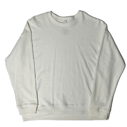 Vertical Logo Plus Monogram Crewneck White