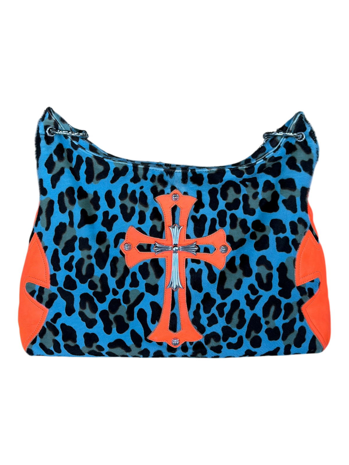 Leopard Pony Hair Silver Cross Lyon Bag