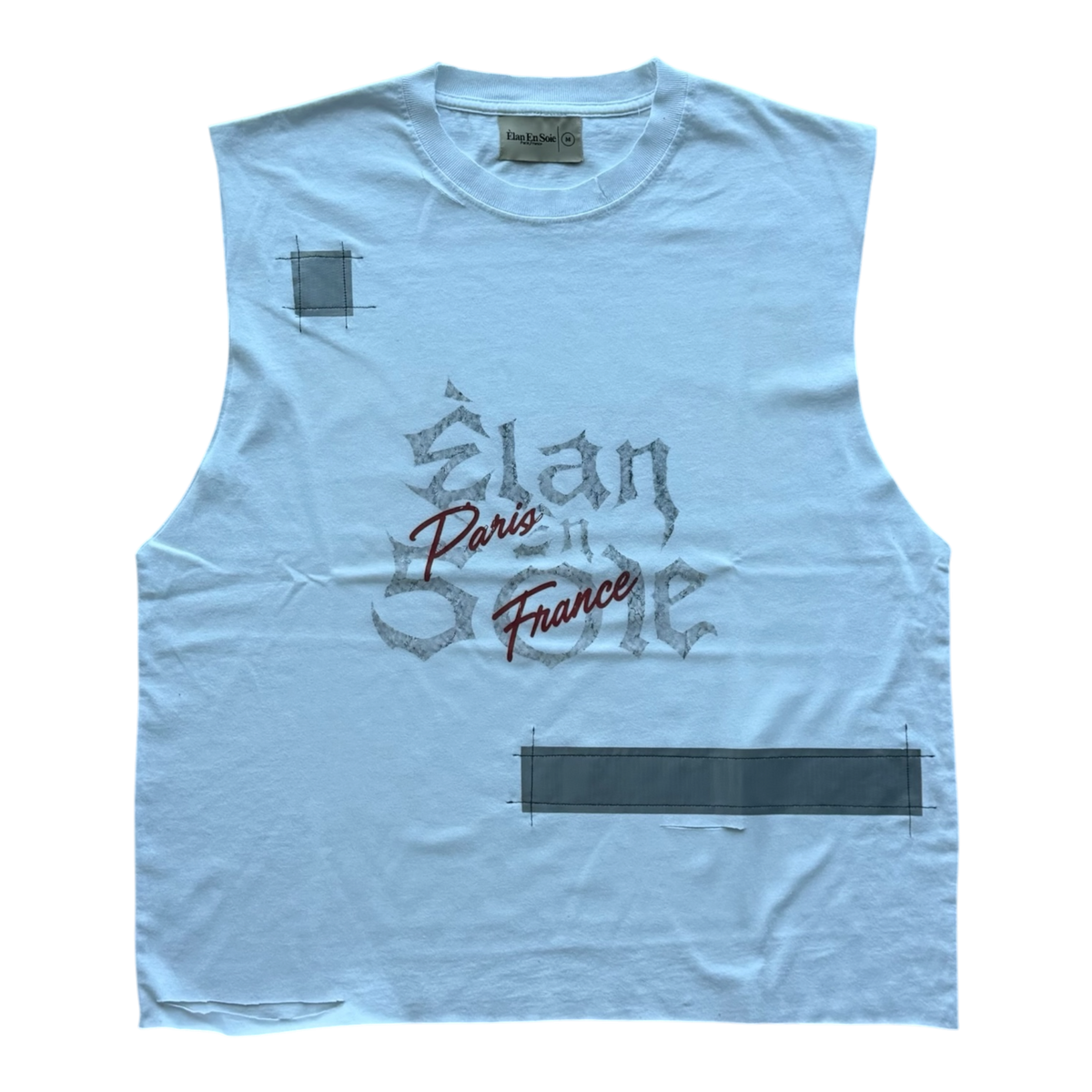 Paris Graffiti Cut Off Distressed Tee White