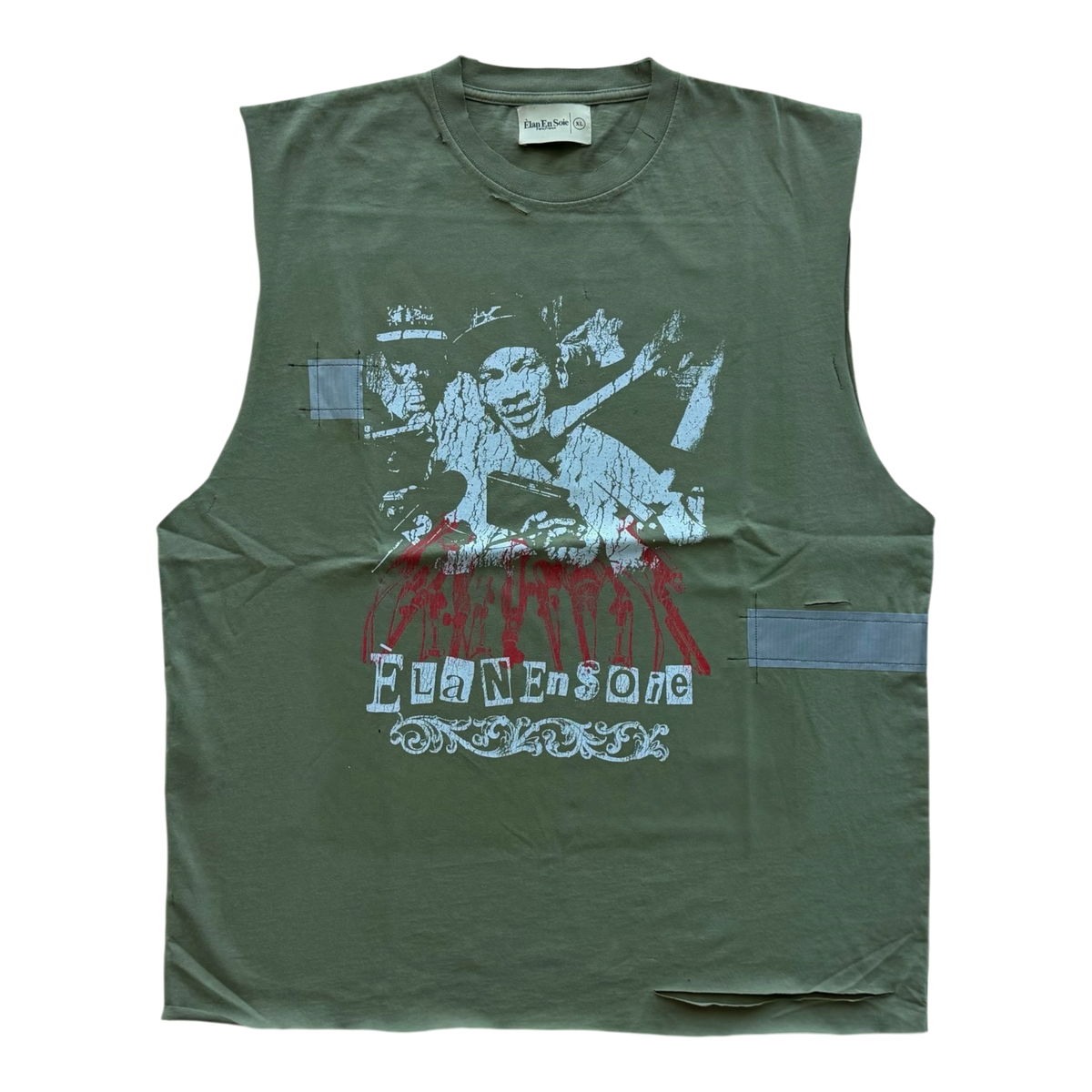 Showtime Cut Off Distressed Tee Green