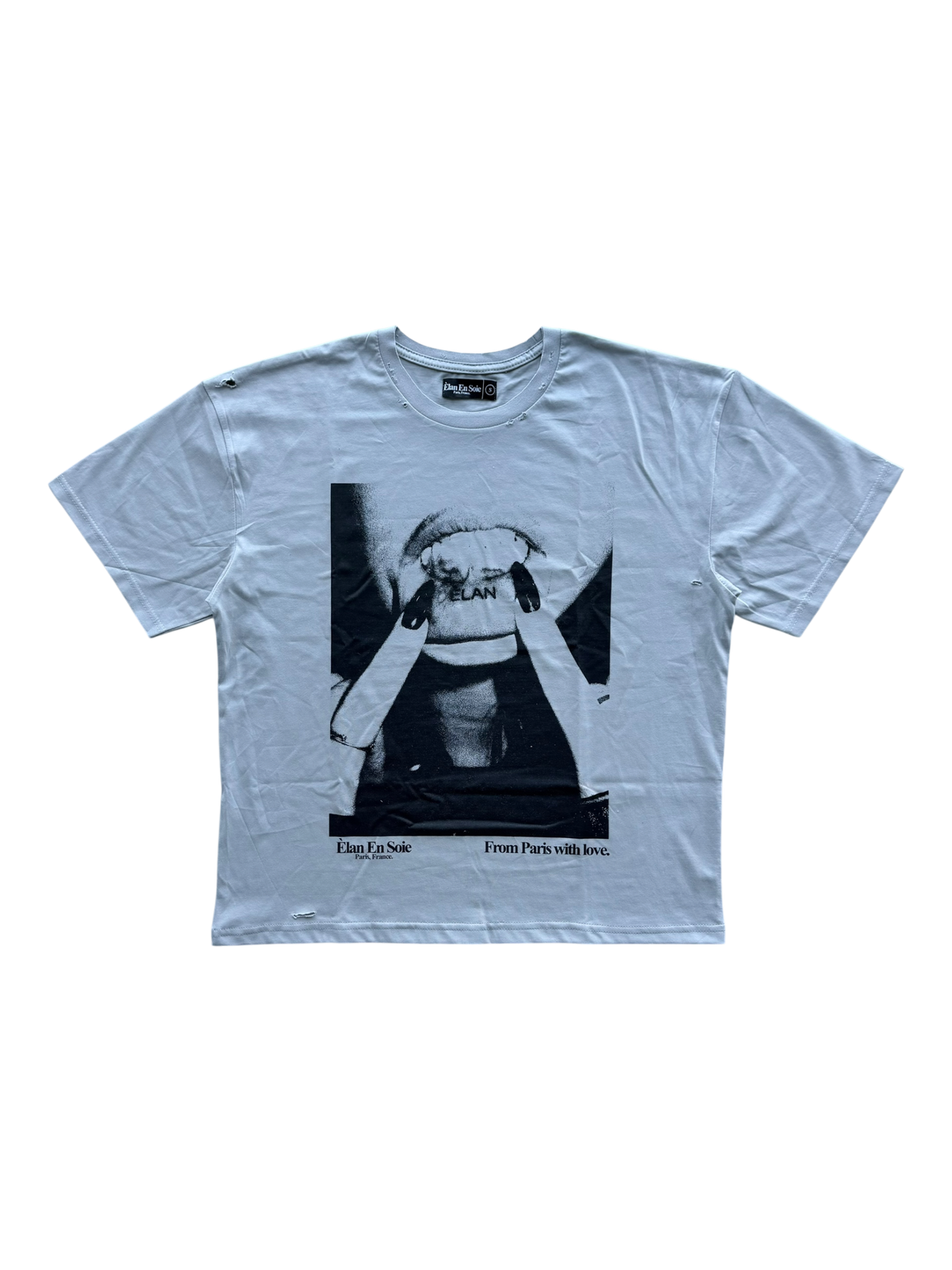 Lip Tattoo Distressed Tee Grey