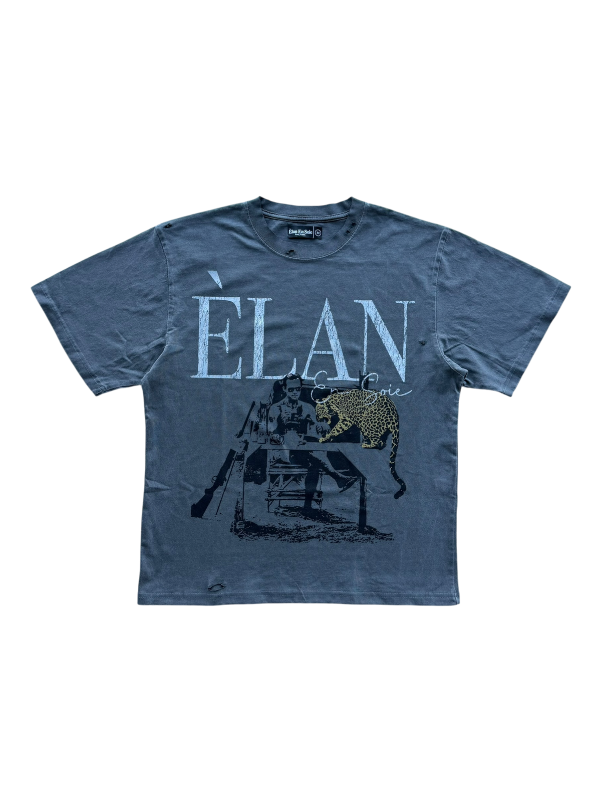 Cheetah Distressed Tee Grey