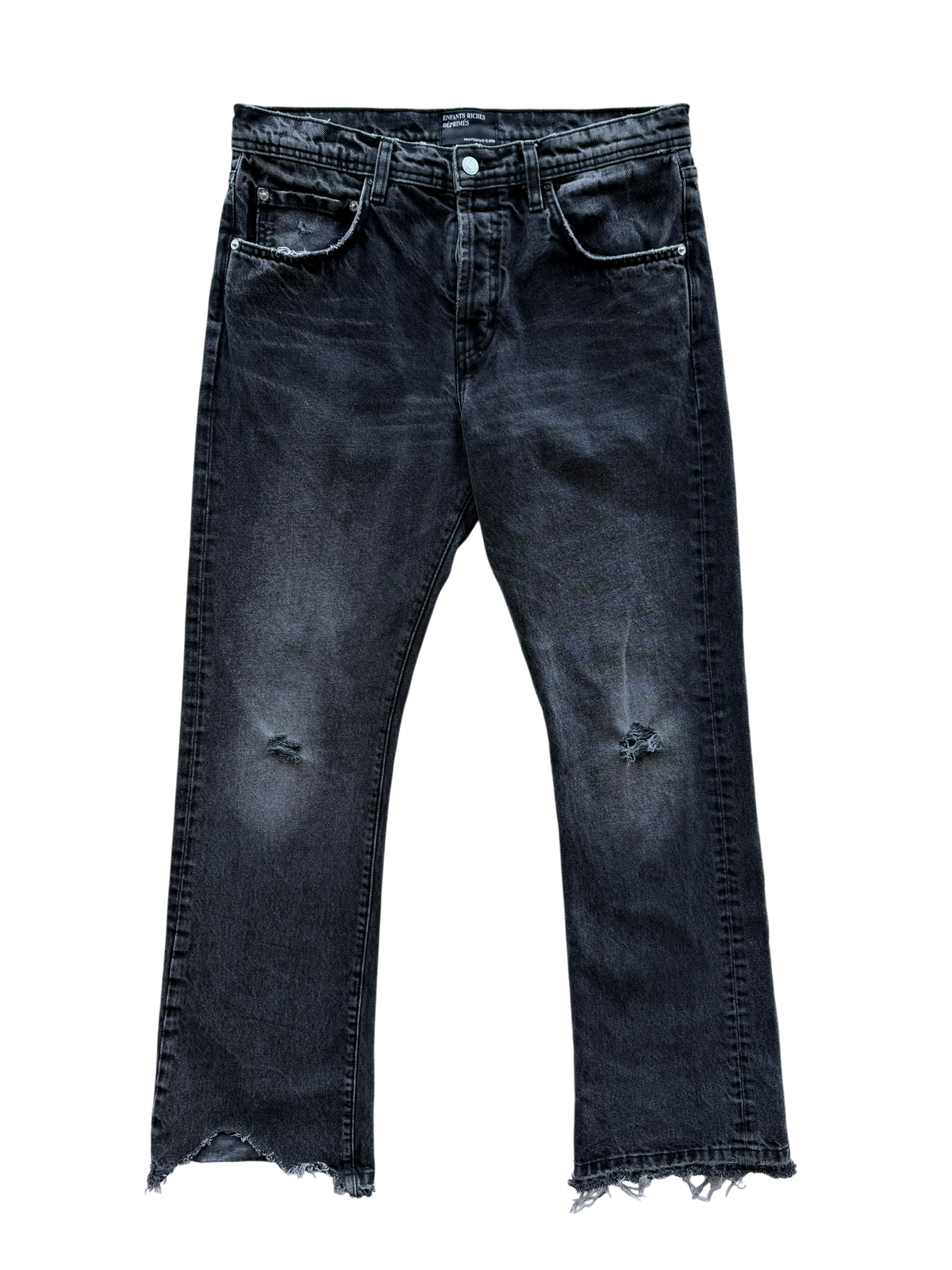 Black Distressed Flared Jeans