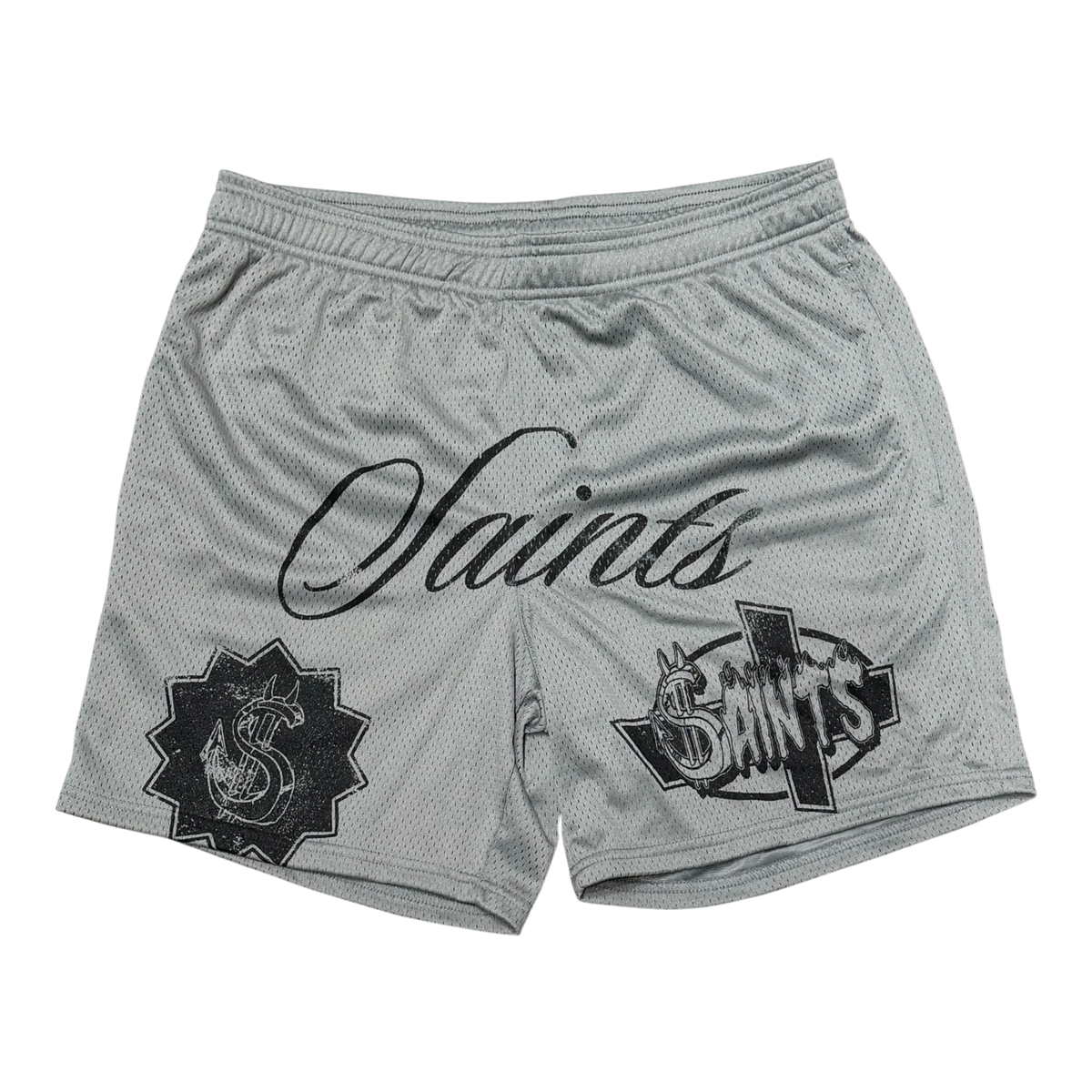 Grey/Black Mesh Logo Shorts