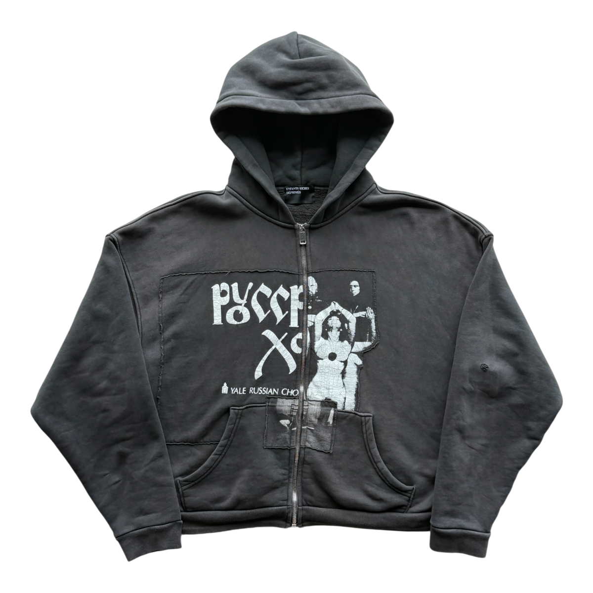 Russian Chorus Zip Hoodie Faded Black