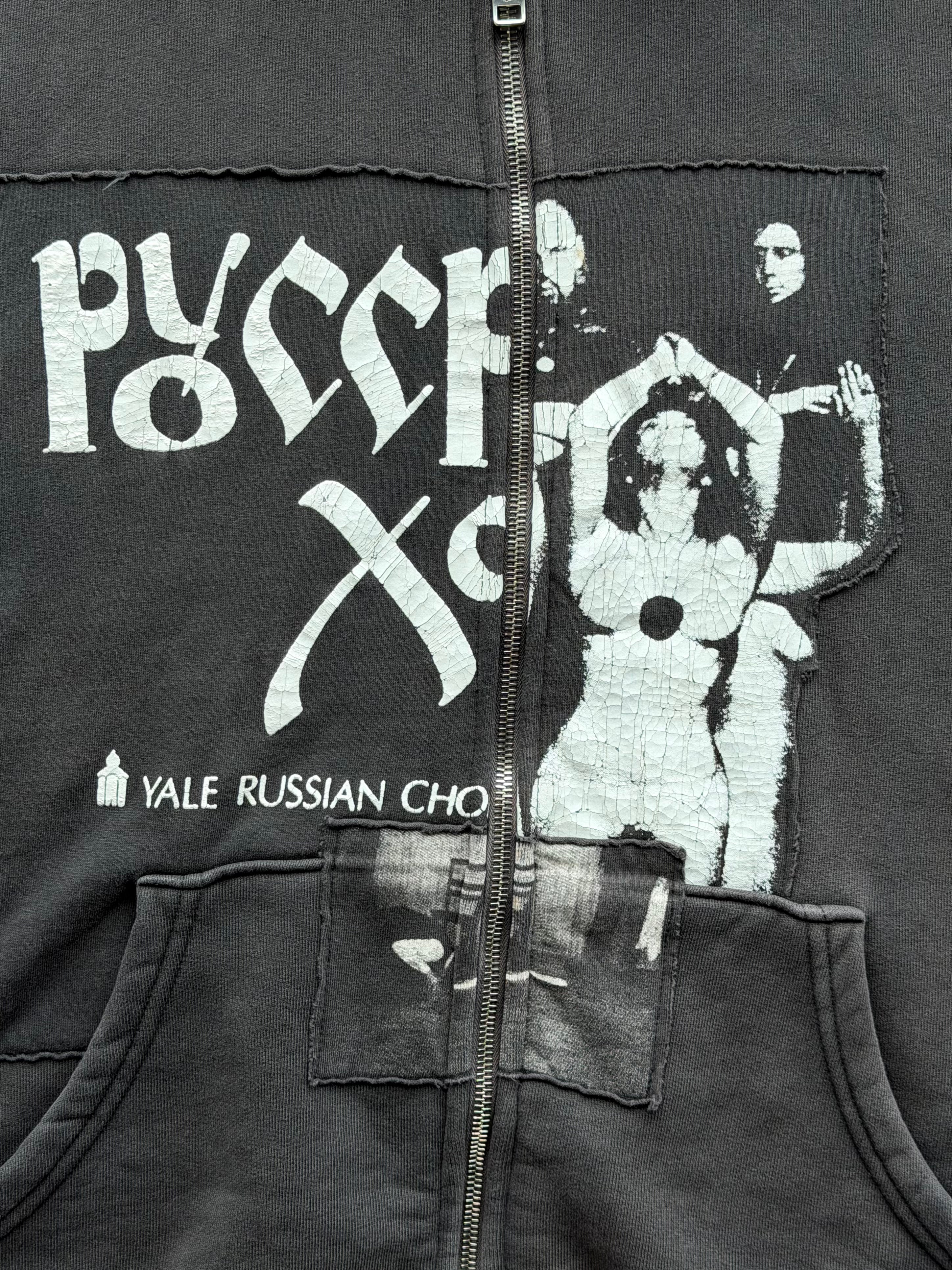 Russian Chorus Zip Hoodie Faded Black