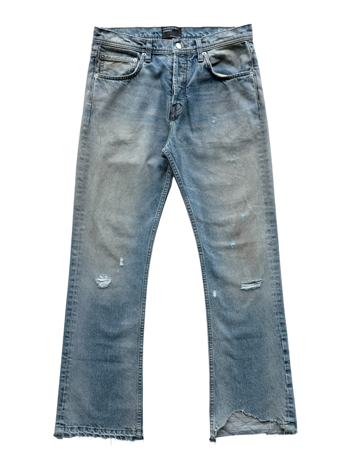 Blue Distressed Flared Jeans
