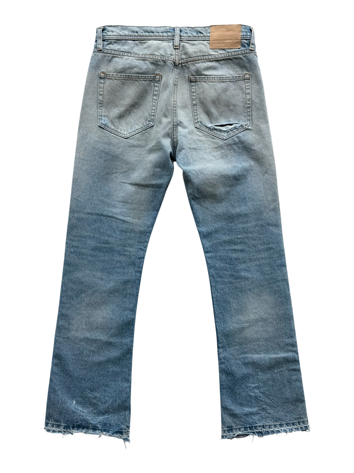 Blue Distressed Flared Jeans