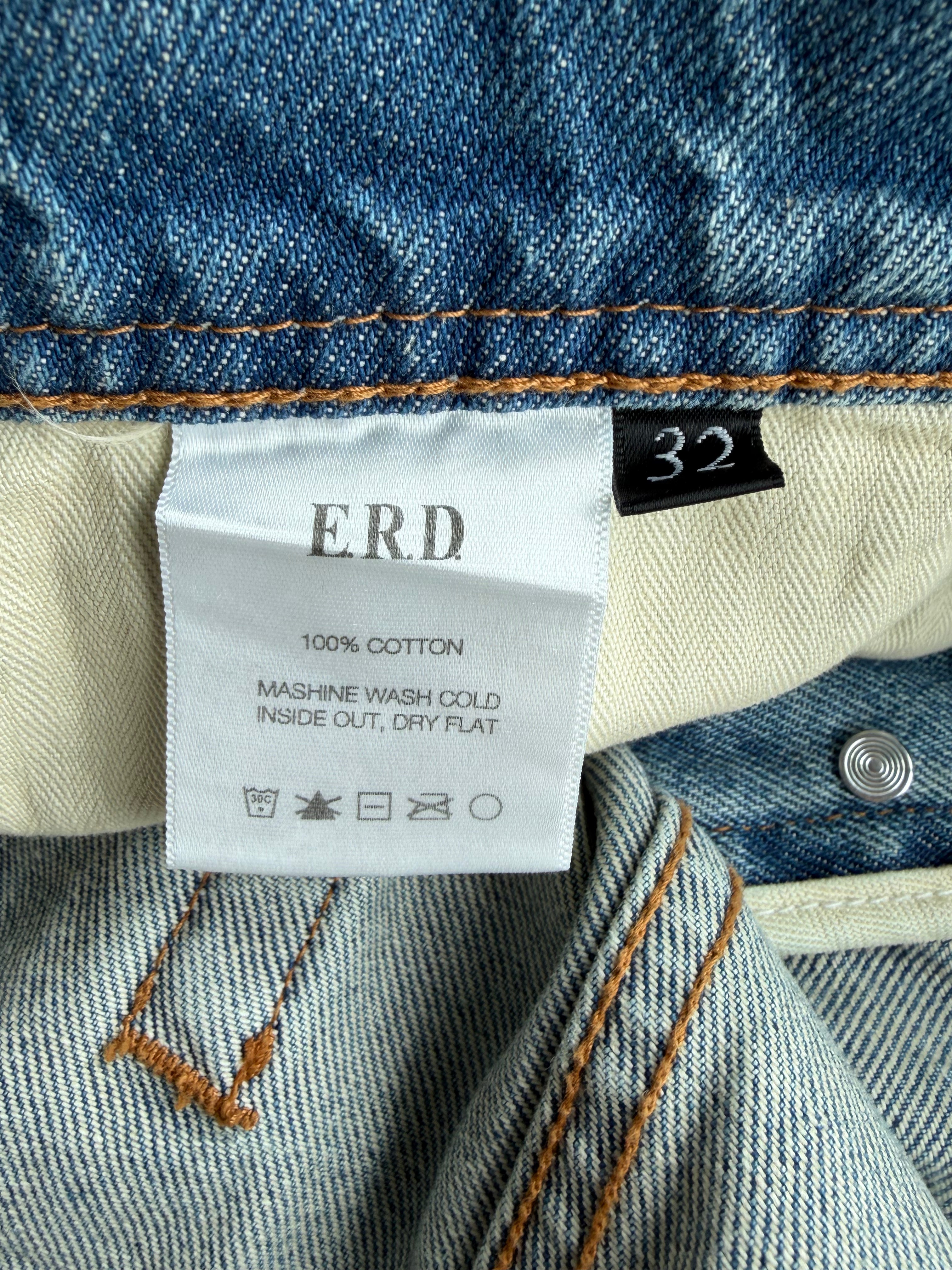 Blue Distressed Flared Jeans