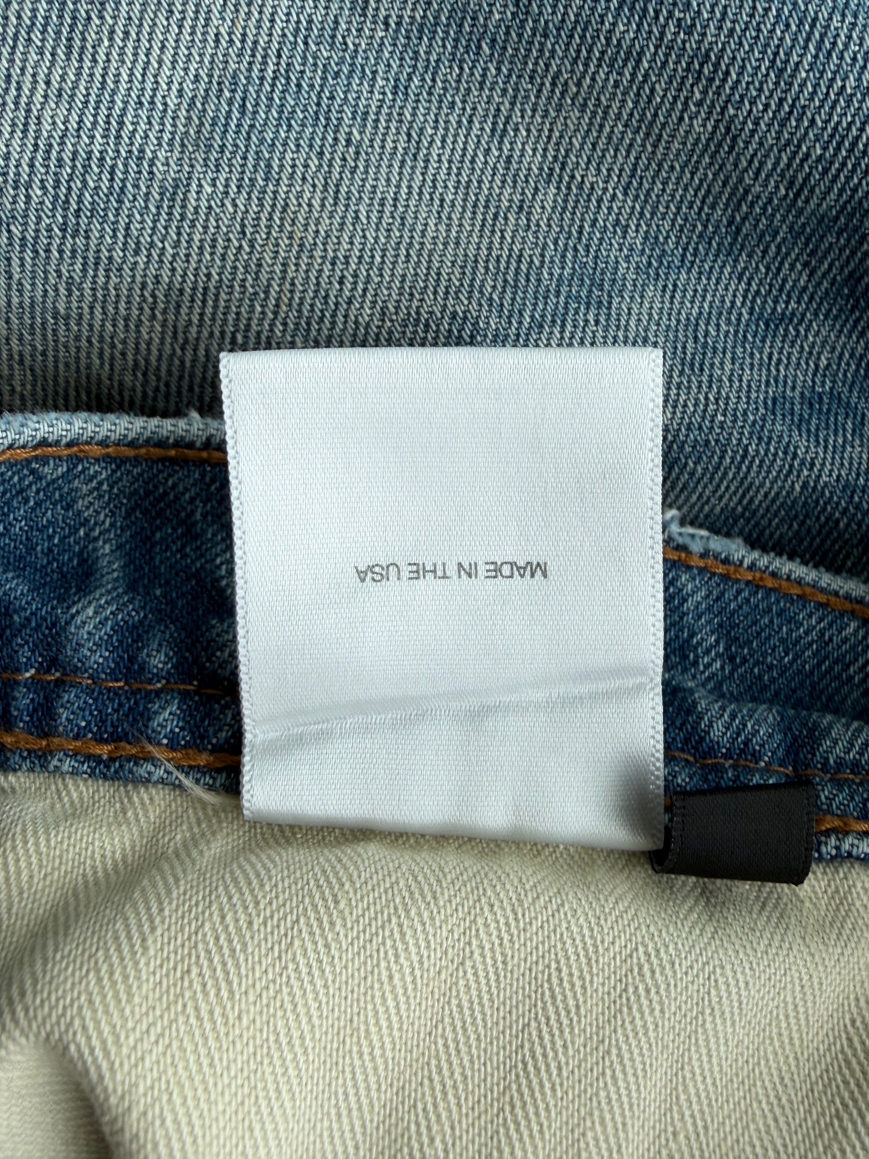 Blue Distressed Flared Jeans