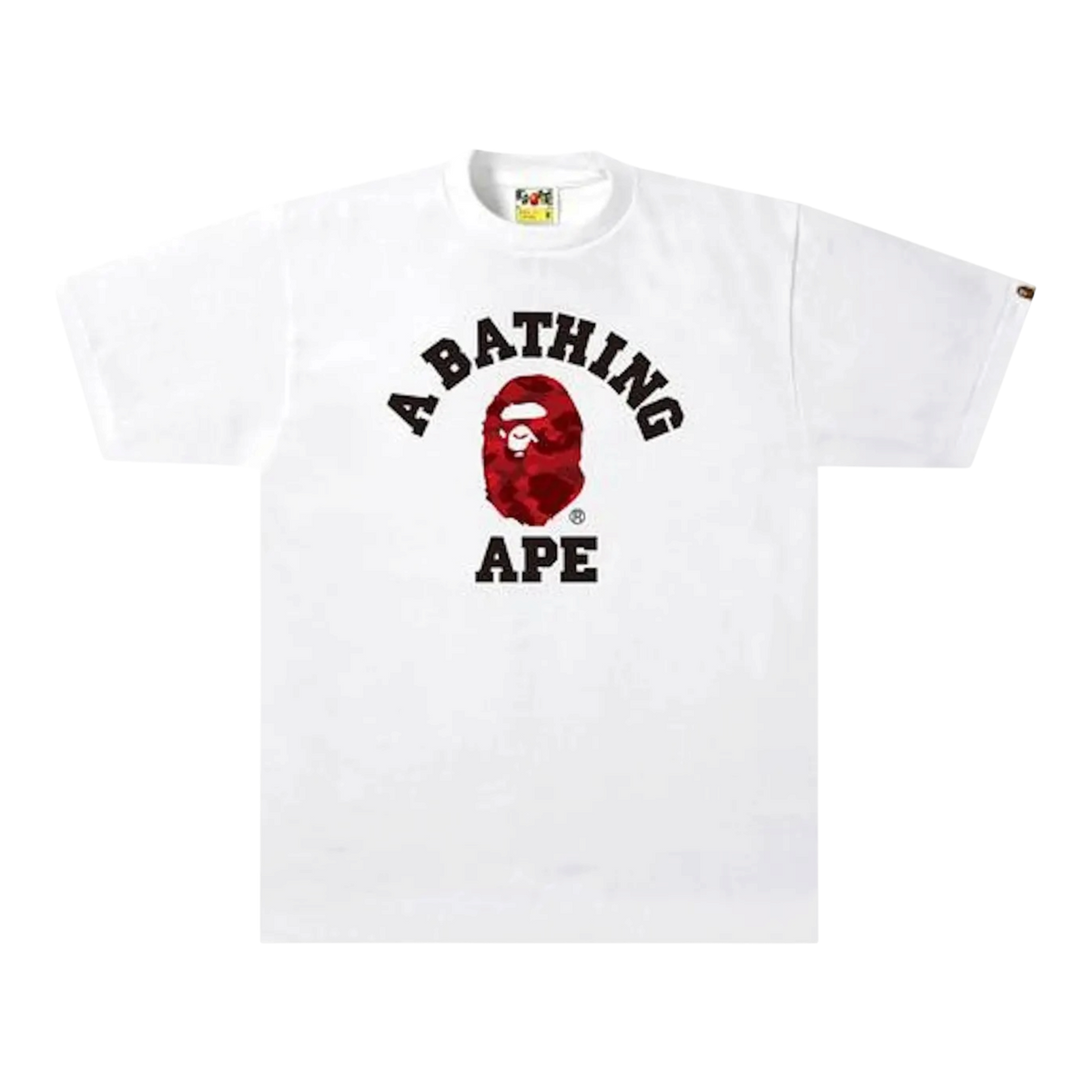 White Red Color Camo College Tee