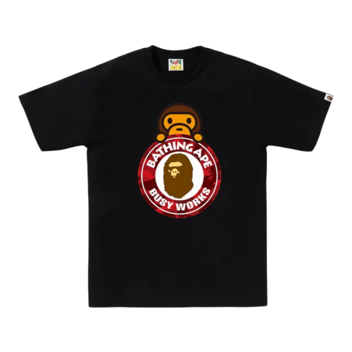 Black Red Bape Color Camo Milo On Busy Works Tee