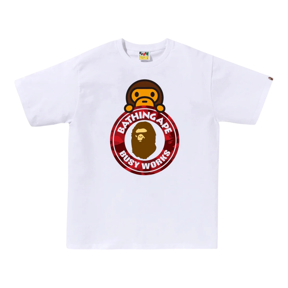 White Red Bape Color Camo Milo On Busy Works Tee
