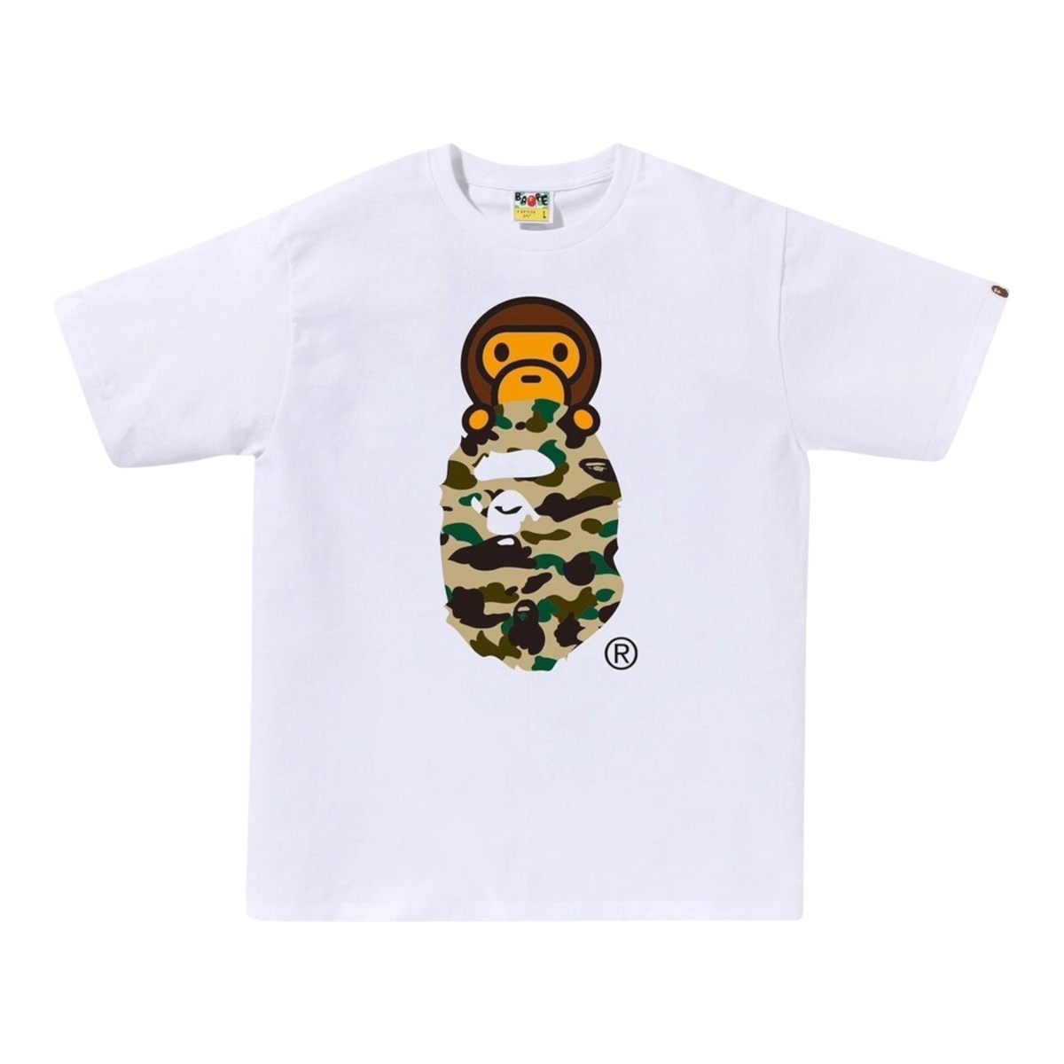 White Yellow 1st Camo Milo On Ape Head Tee