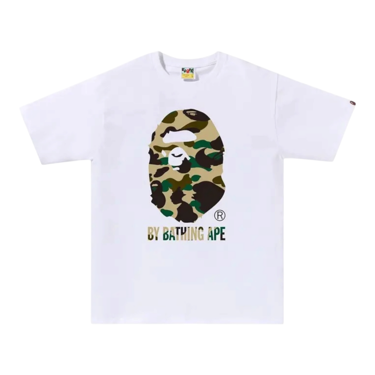 White Yellow 1st Camo By Bathing Ape Tee Camo Text