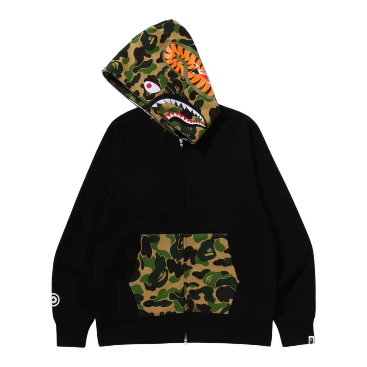 Black & Green Camo Shark Full Zip Hoodie