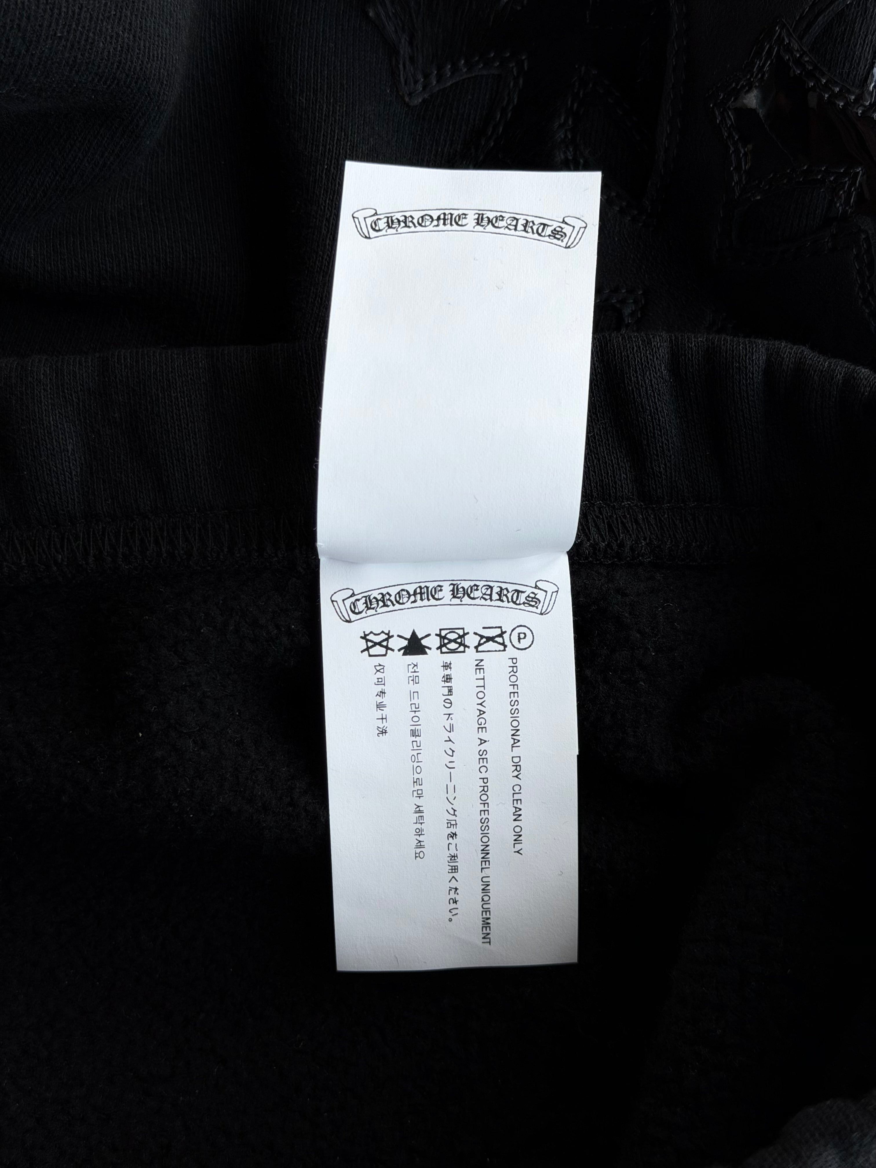 Patent Leather Multi Cross Patch Black Sweatpants