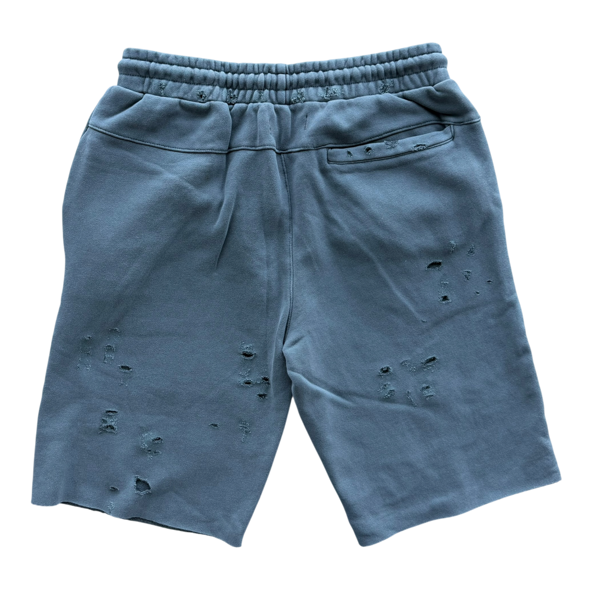 Baby Blue & Black Patch Distressed Sweat Shorts Grey