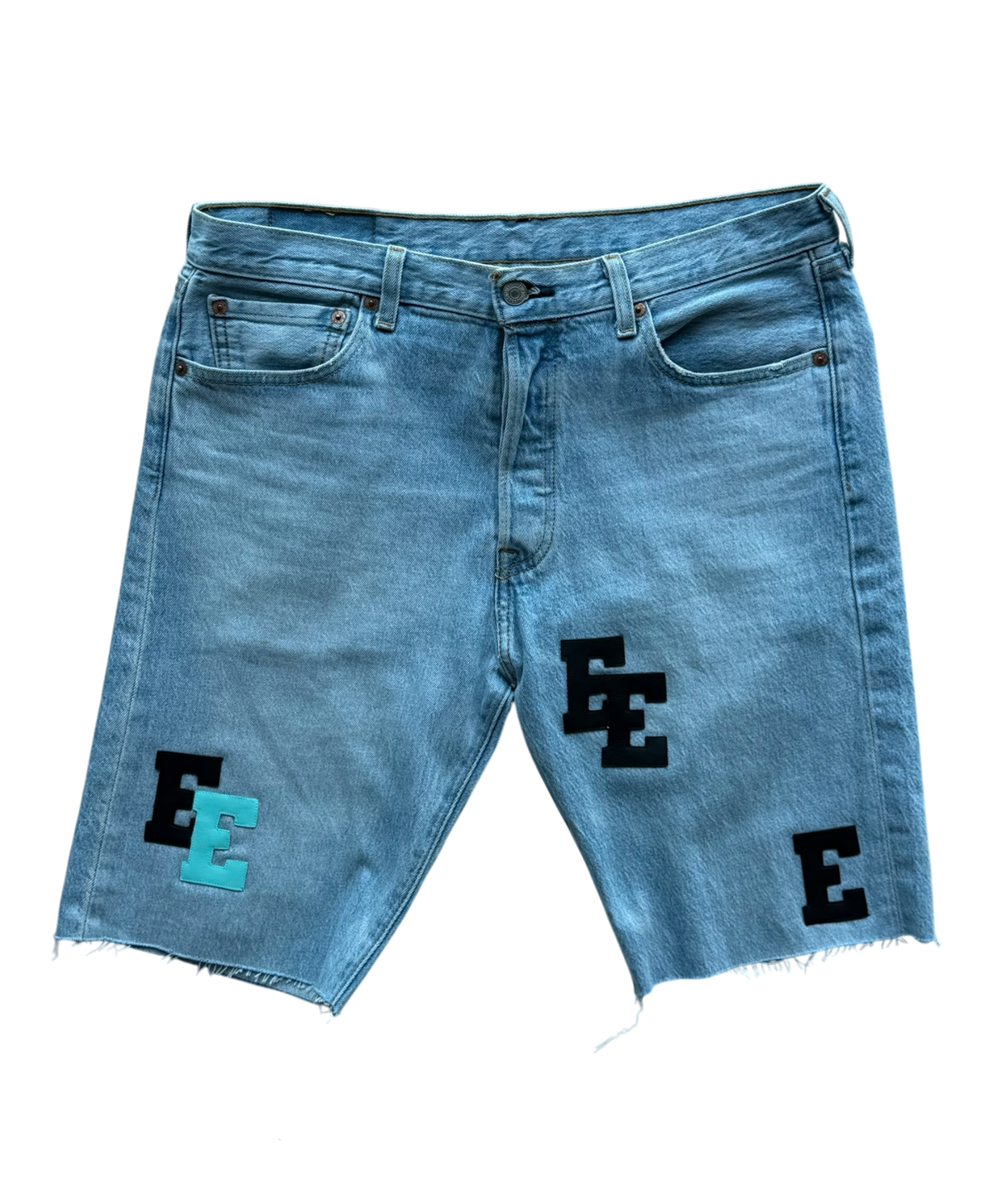 Black Tiffany Patch Indigo Denim Shorts