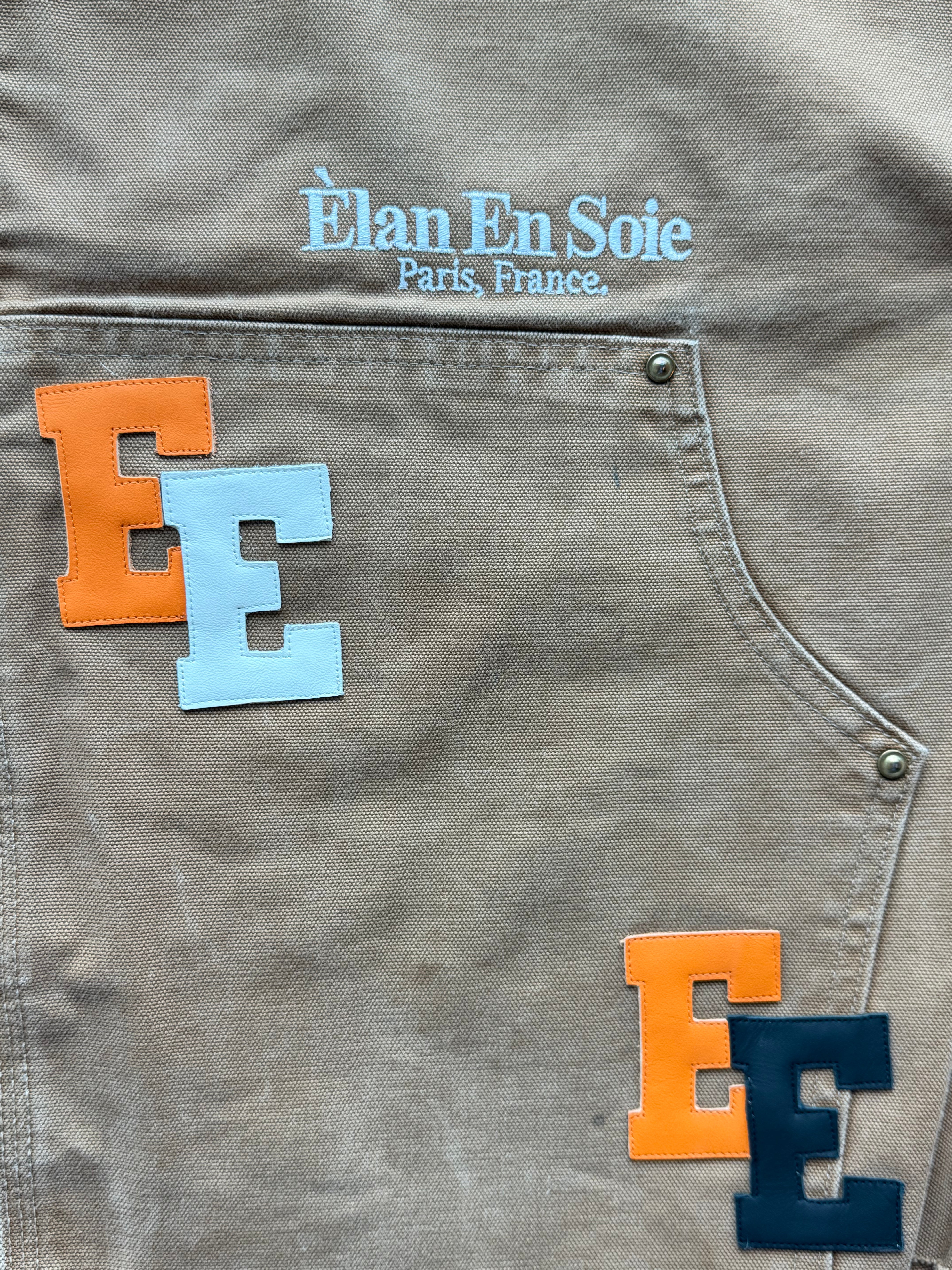 Multi Color Patch Tan Carpenter Shorts