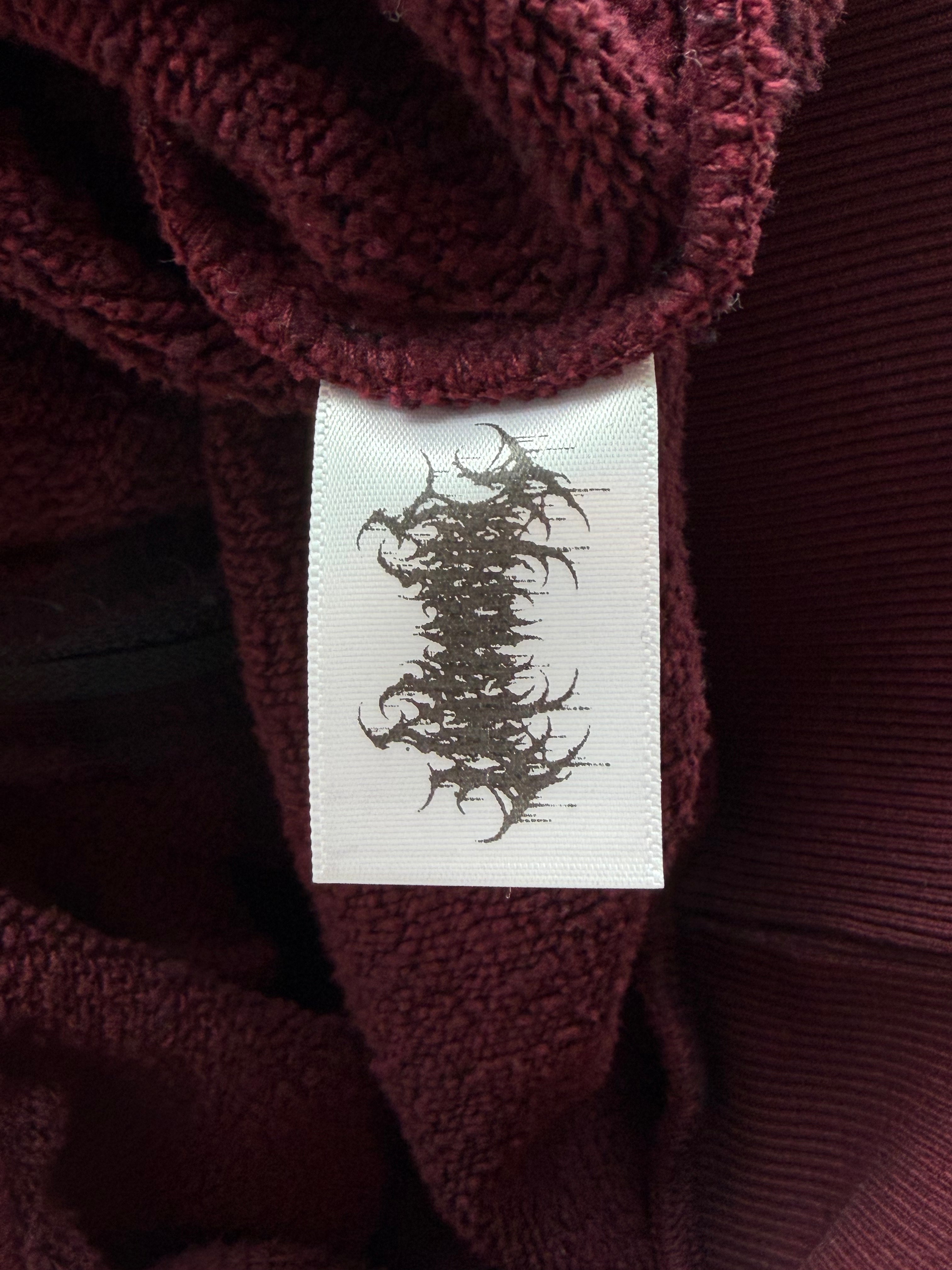 Triple Skull Zip Up Hoodie Burgandy