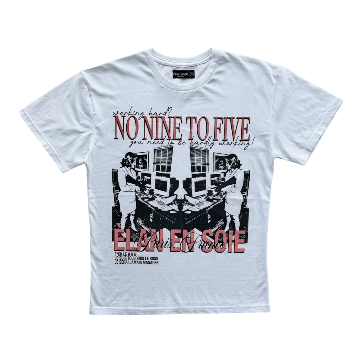 Nine to Five Distressed Tee White