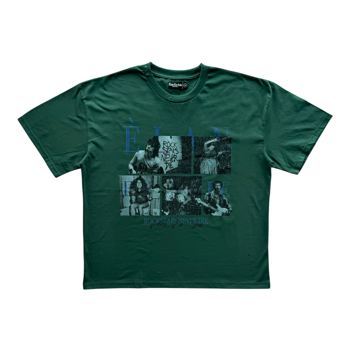 Rock Stars Distressed Tee Forest Green