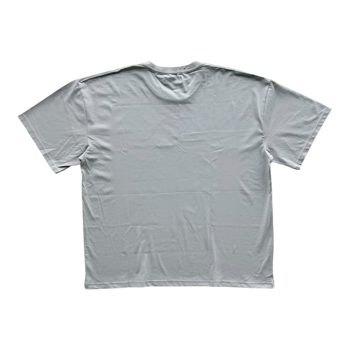 Split Face Distressed Tee Light Grey
