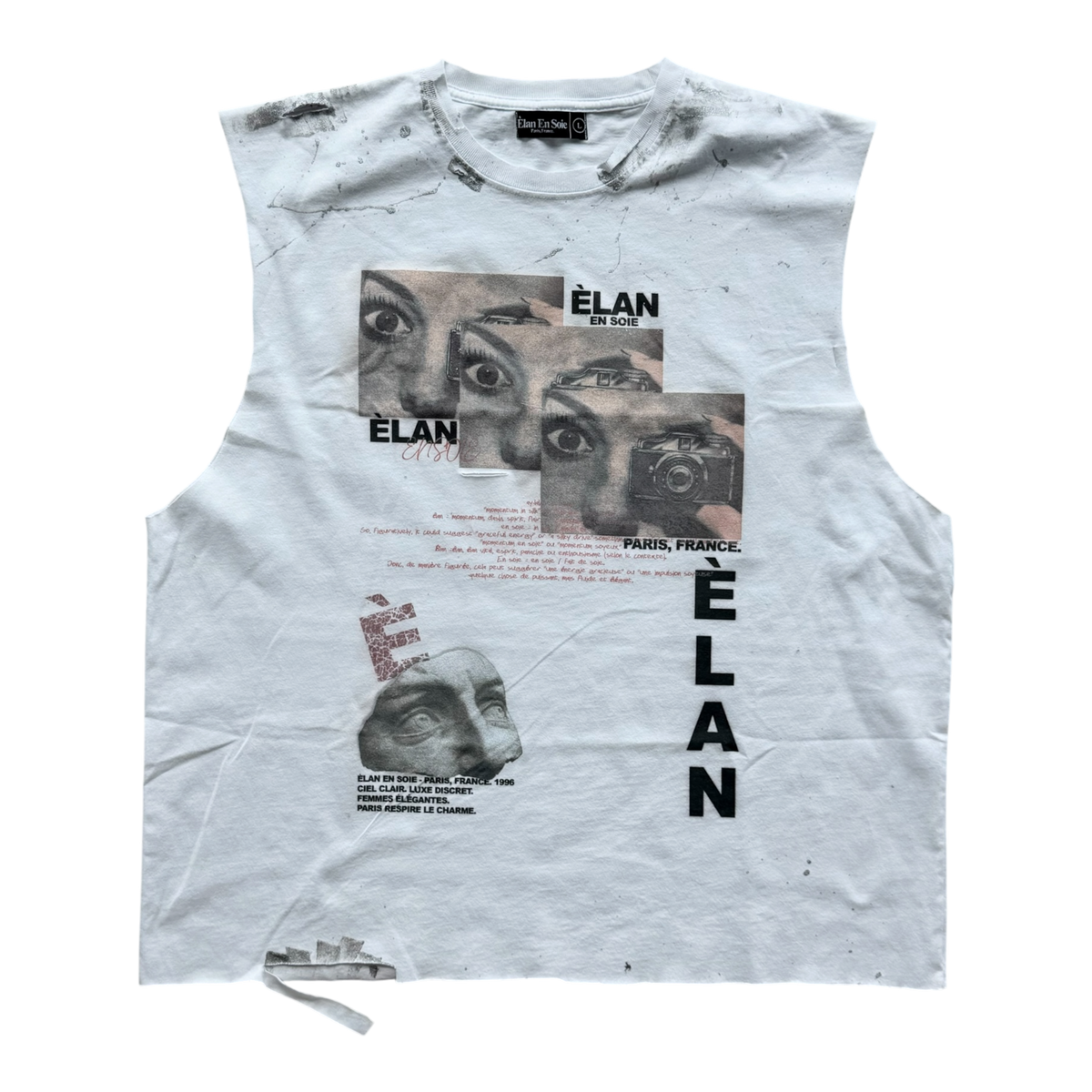 Art Type Cut Off Distressed Tee White