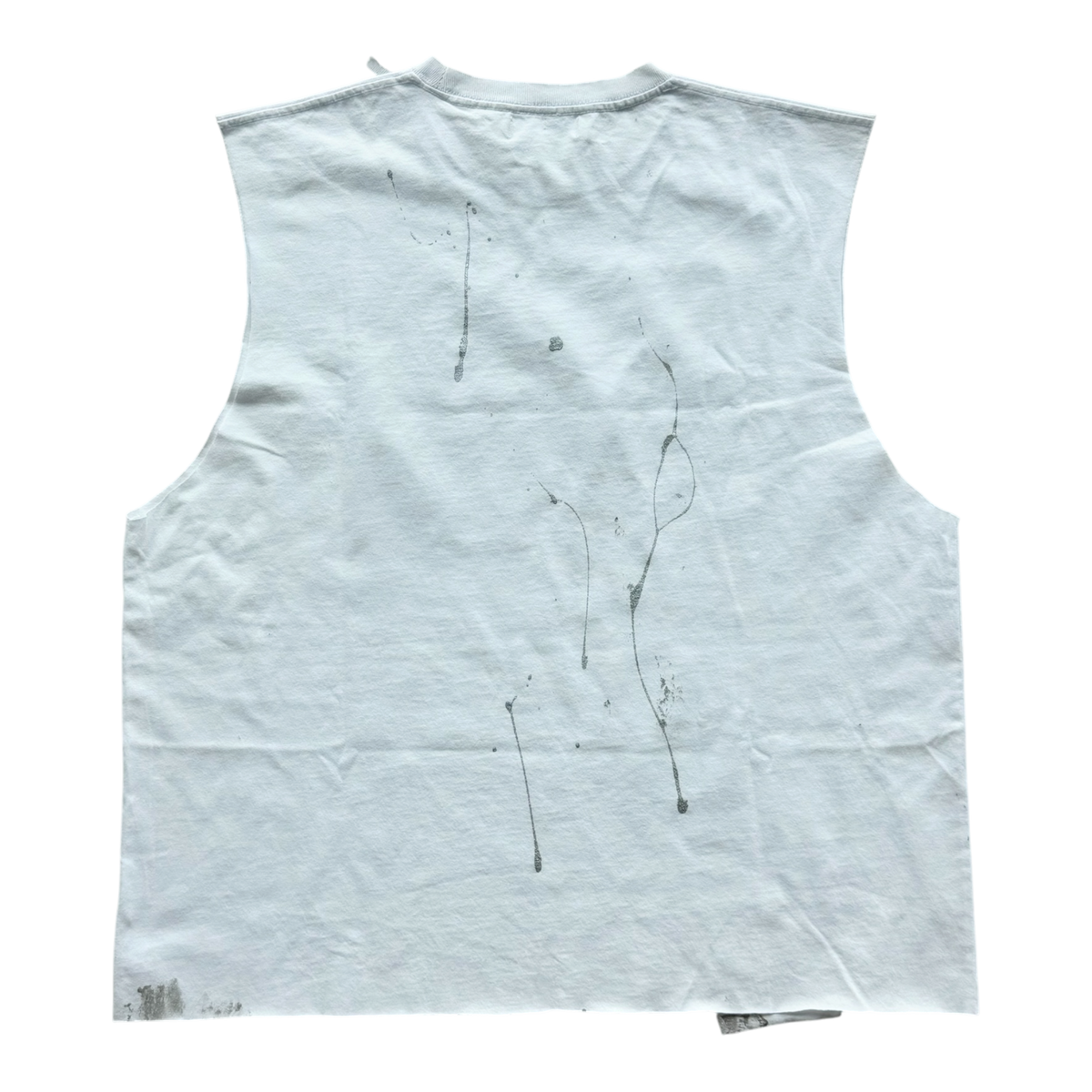 Art Type Cut Off Distressed Tee White
