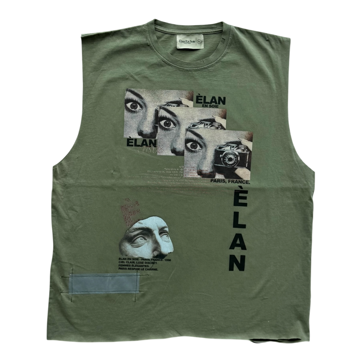 Art Type Cut Off Distressed Tee Olive