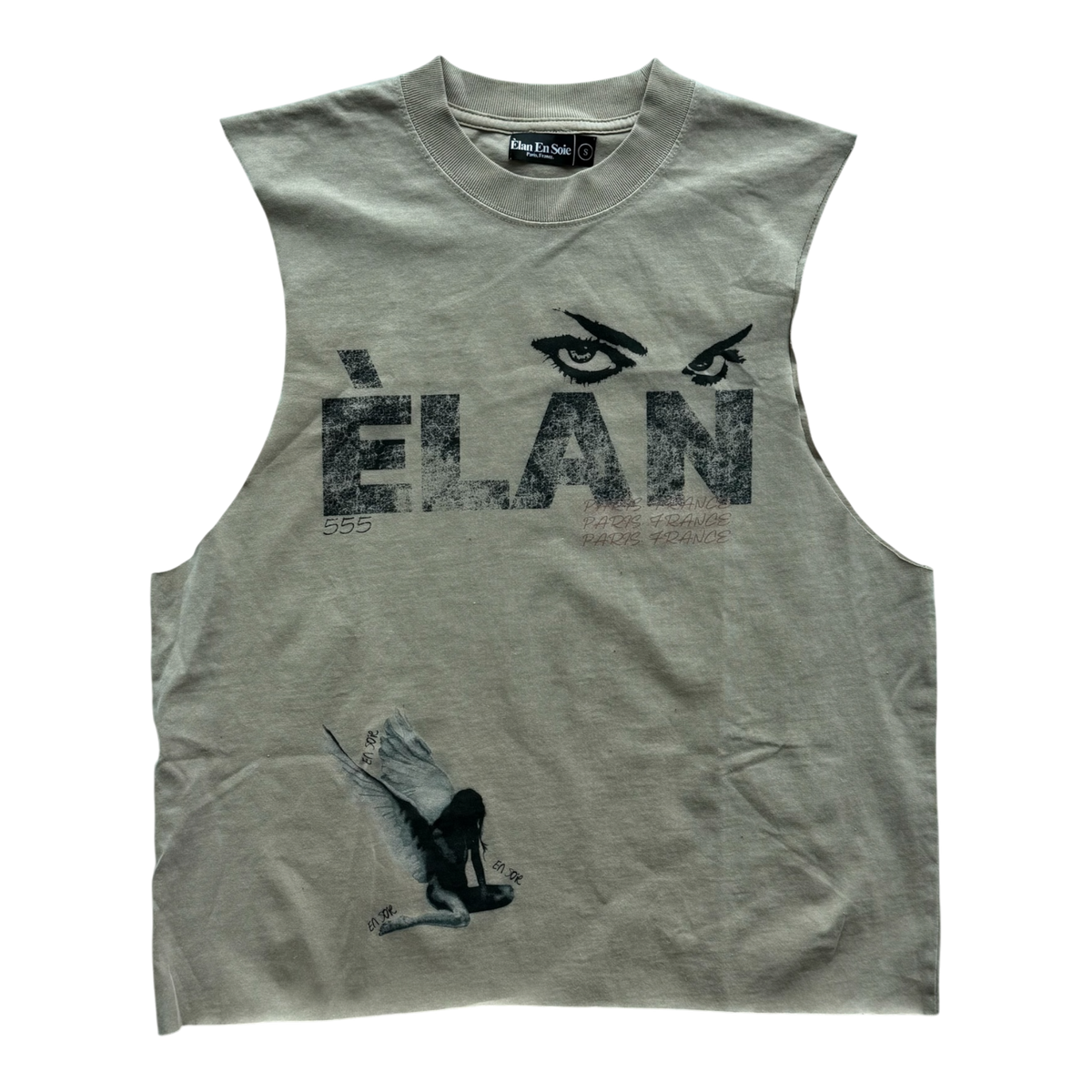 Angel Eyes Cut Off Tee Tan