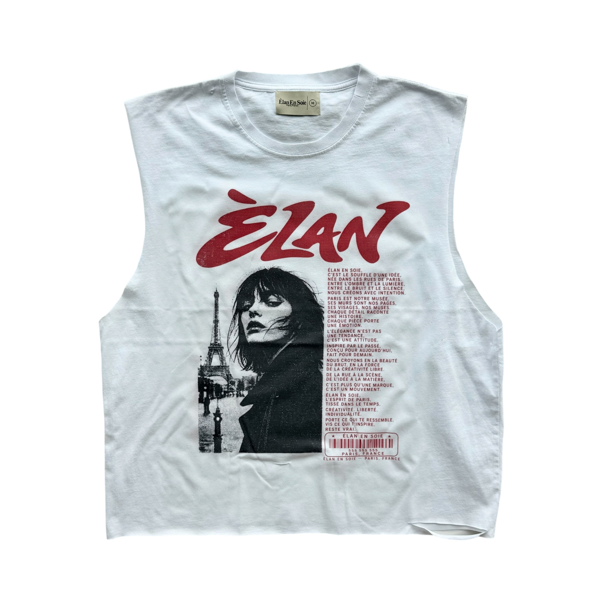 Paris Cut Off Distressed Tee White