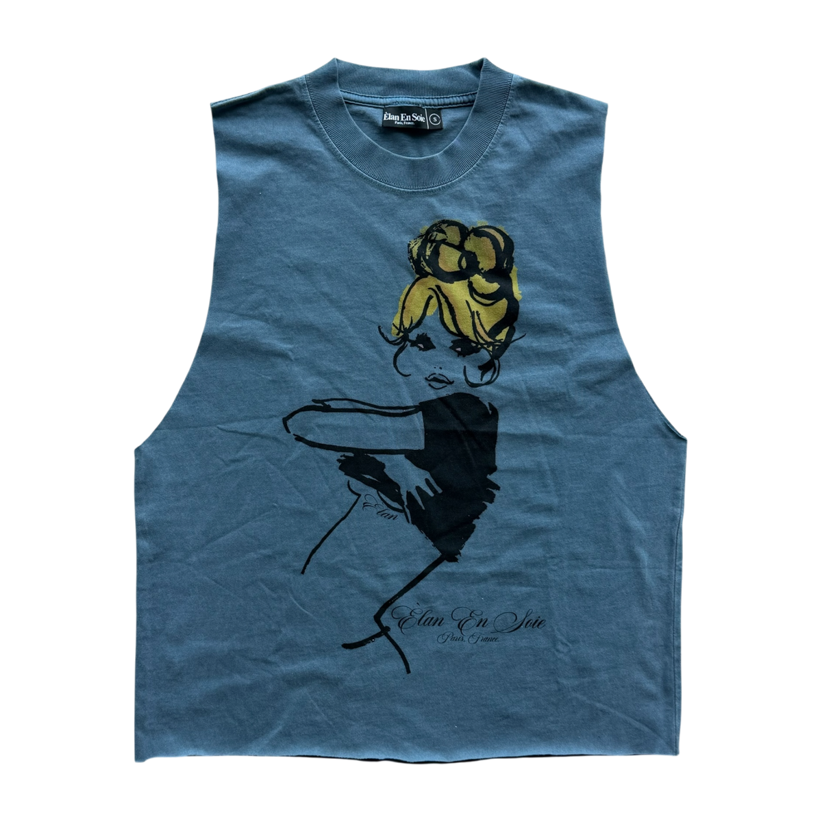 Model Cut Off Tee Blue