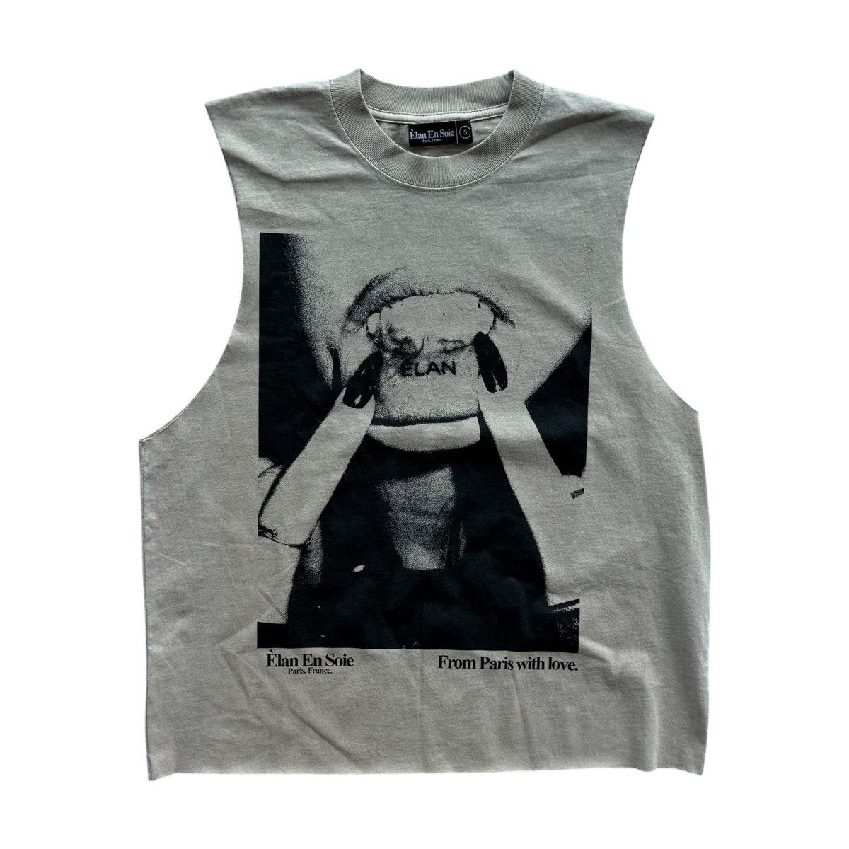 Lip Tattoo Cut Off Tee Tan
