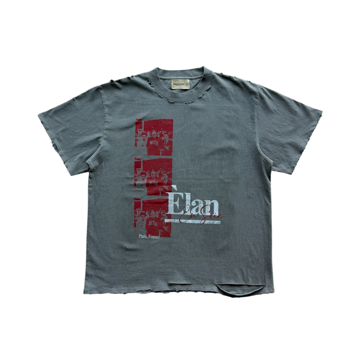 Mafia Tee Ash Grey Distressed Tee