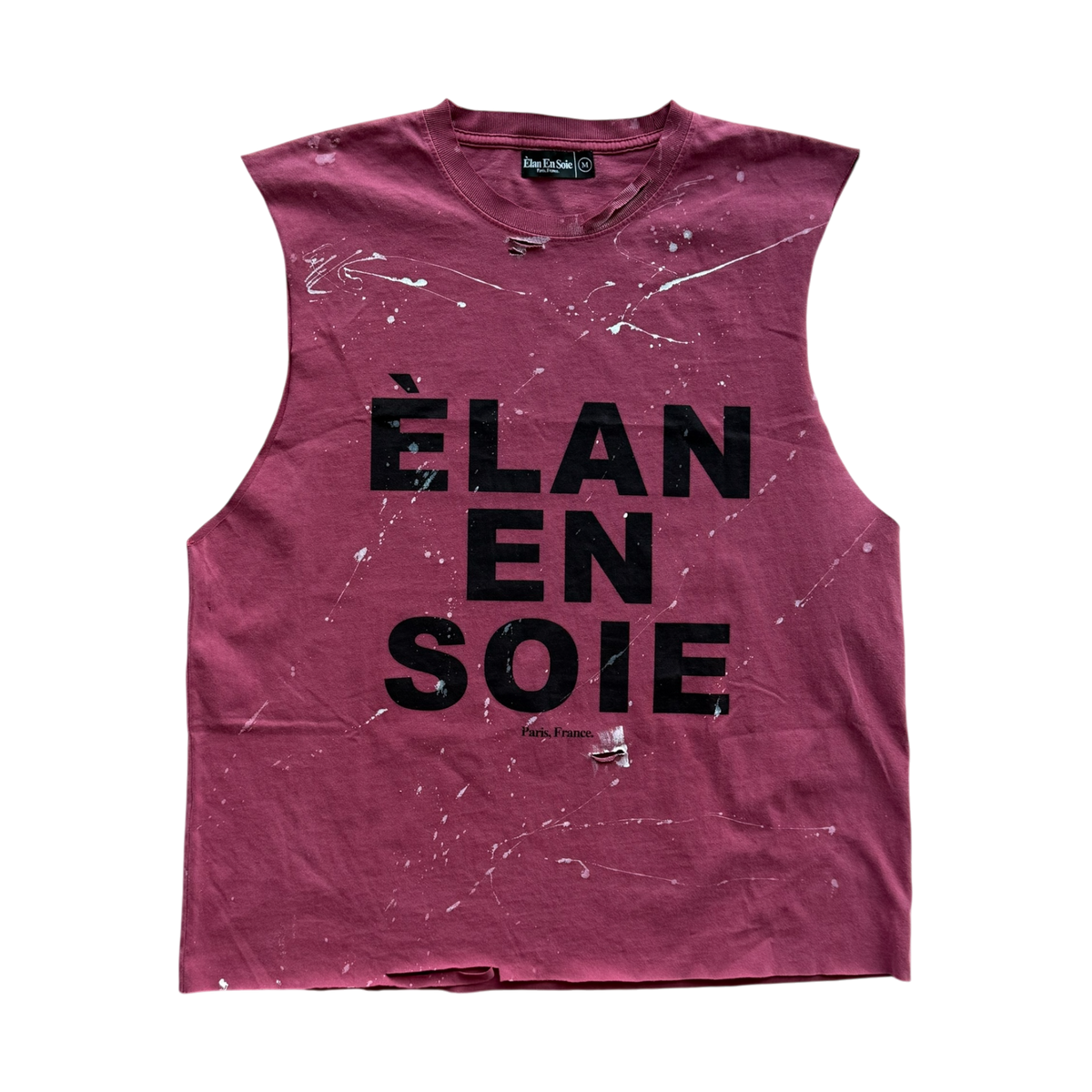 Logo Cut Off Distressed Tee Red