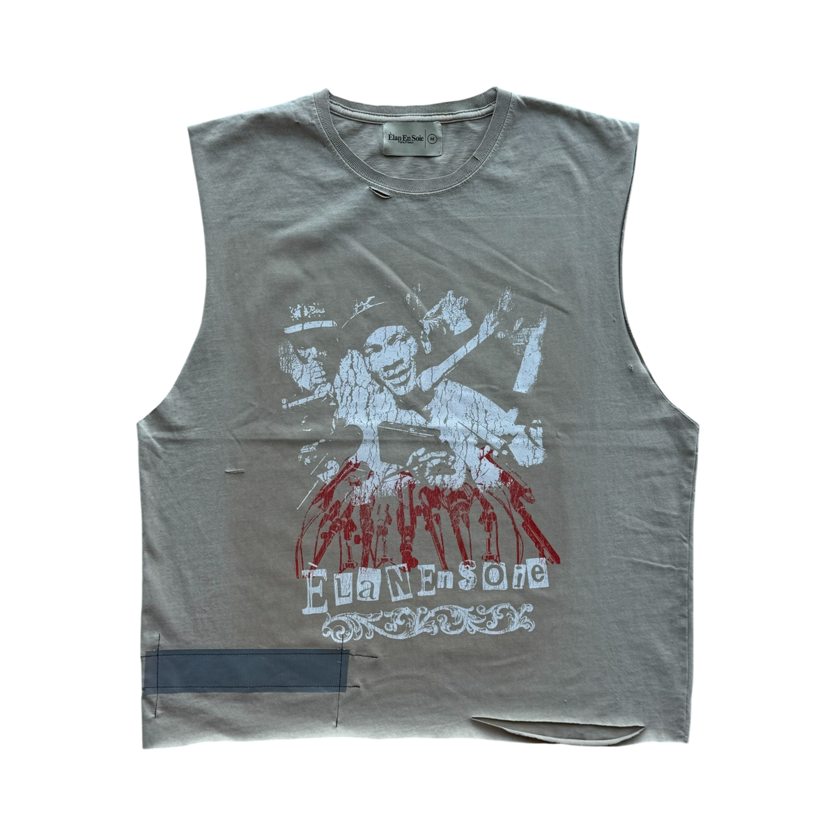 Showtime Cut Off Distressed Tee Tan
