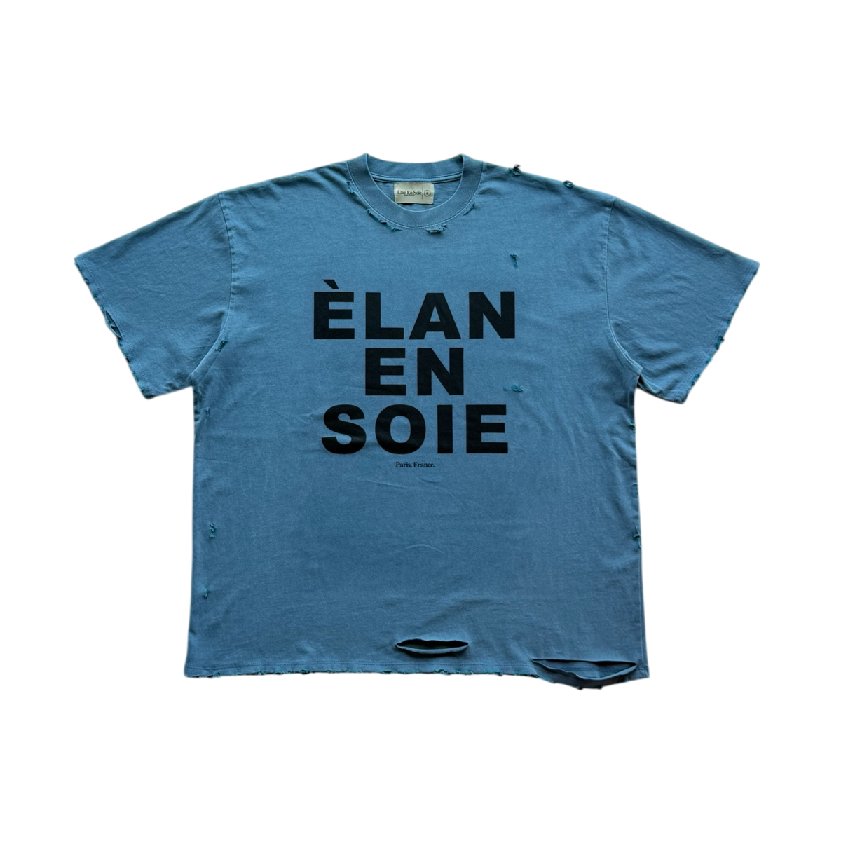 Elan Tourist Washed Blue Distressed Tee