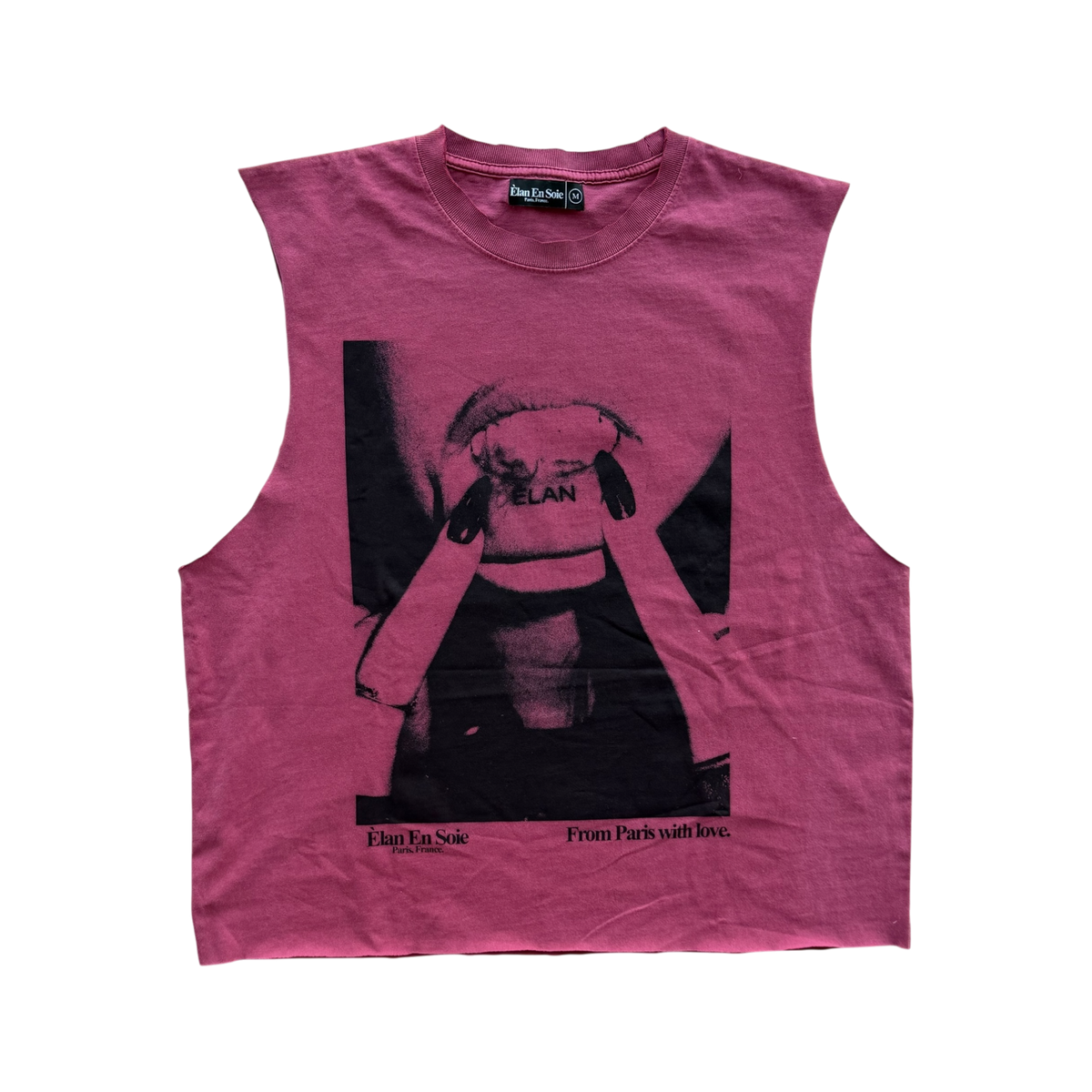 Lip Tattoo Cut Off Distressed Tee Red