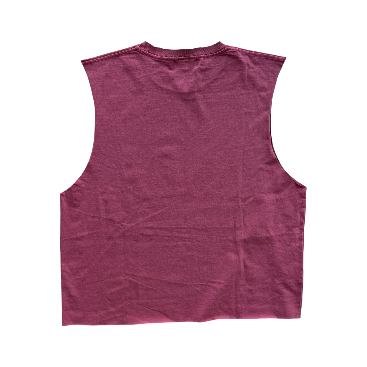 Lip Tattoo Cut Off Distressed Tee Red