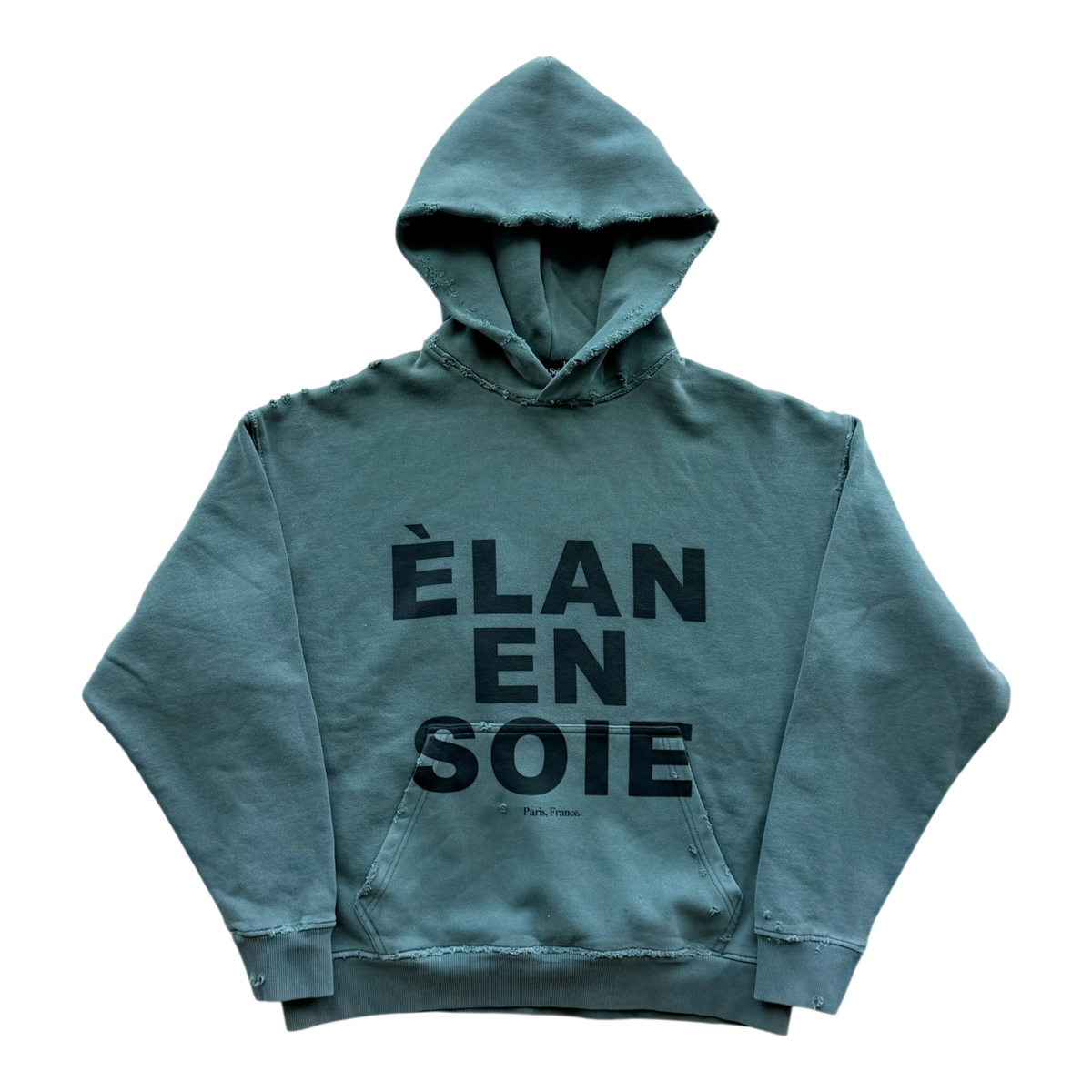 Logo Distressed Hoodie Blue