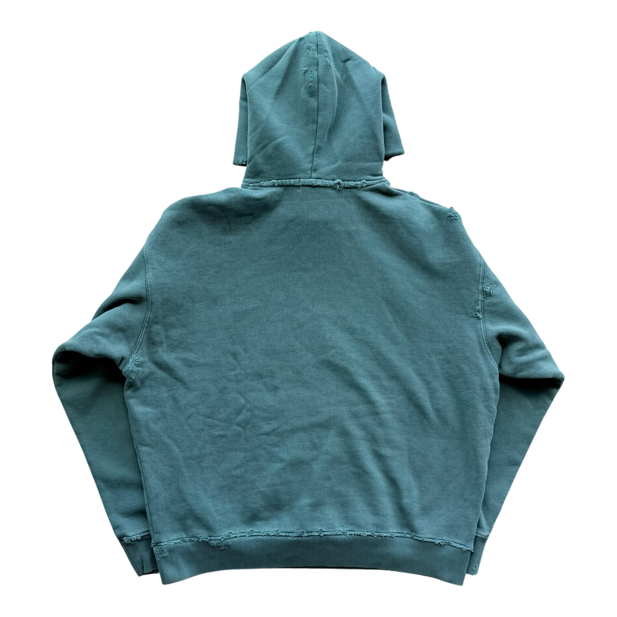 Logo Distressed Hoodie Blue