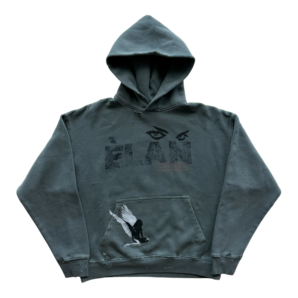 Eyes Distressed Hoodie Grey