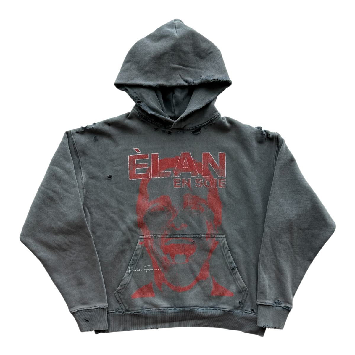 Psycho Distressed Hoodie Gray